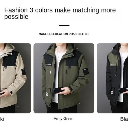 Plus Size Male Waterproof Windproof Hooded Jacket Autumn Winter New Fashion Men Casual Loose Fleece Thick Warm High Quality Coat
