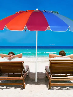 Ombrellone da Spiaggia 2,45m con 8 Stecche in Fibra di Vetro Regolabili, Resistente al Vento, Portatile, con Borsa per il Trasporto, per Spiaggia, Patio e Giardino