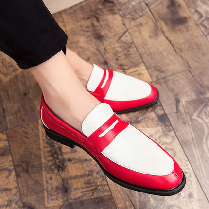 Moda Bianco Rosso Blu Mix Patchwork Scarpe casual per uomo Designer Penny Mocassini Abito da ballo formale per matrimonio Calzature per ritorno a casa