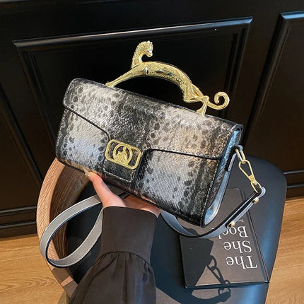New Ladies Metal Buckle Simple Fashion Shoulder Bag Party Commuting Bag Women Luxury Brand Design PU Leather Bag PlatiNum