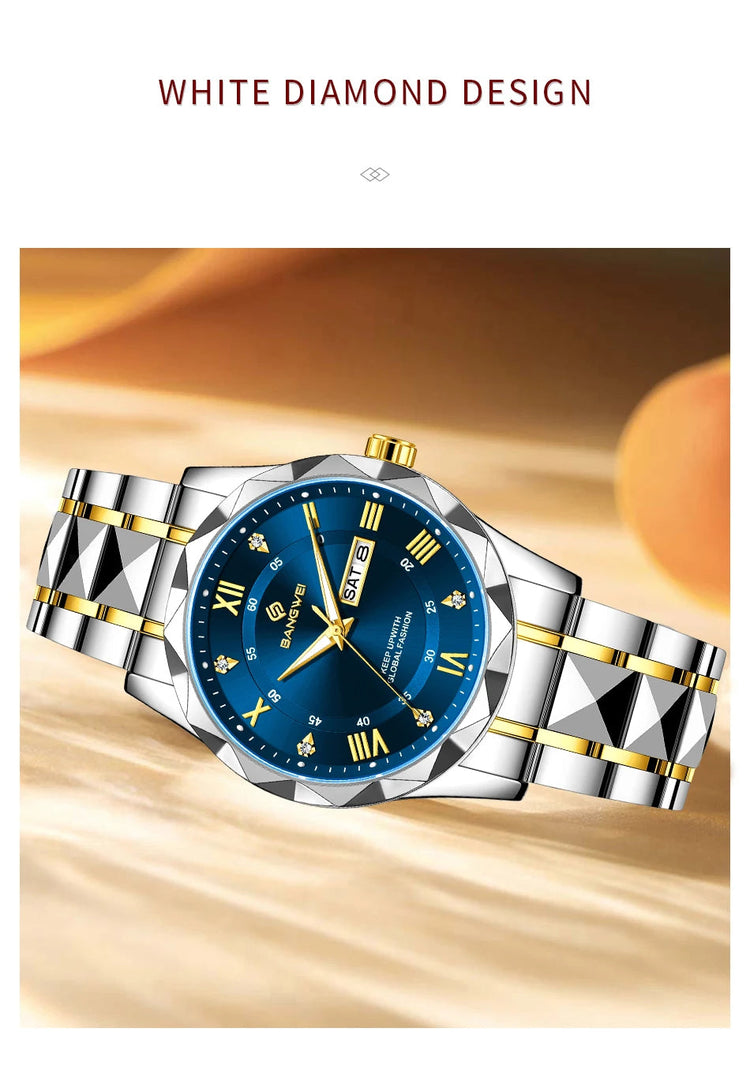 BANGWEI Orologio da donna elegante e lussuoso al quarzo, orologio da polso classico e semplice in acciaio inossidabile, con data automatica, impermeabile, con diamanti platinumshop