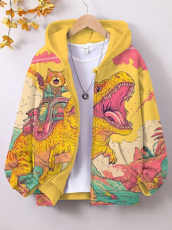 Cartoon Dinosaur Cat 3d Print Hoodie Men Women Fashion Zip Up Hoodies Male Jacket Animal Tracksuit Zipper Clothes Funny Sweats