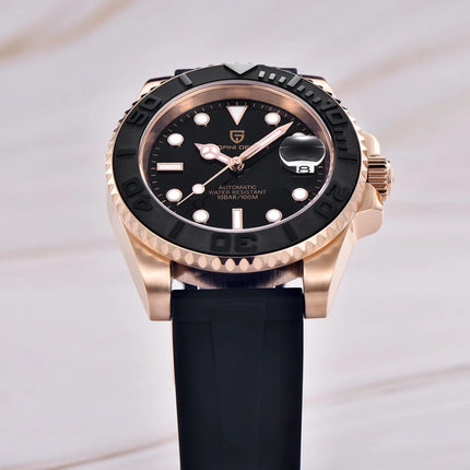 Orologio sportivo di lusso PAGANI DESIGN da uomo, meccanico automatico, con ghiera in oro rosa, luce notturna, orologio regalo alla moda per uomo + scatola