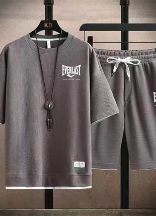 Ensemble d'été pour homme, t-shirt à col rond de haute qualité, short de course 2 pièces