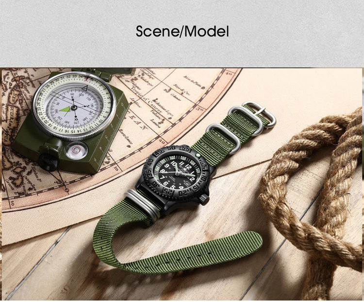 ADDIESDIVE Luxury Men Watch Luminous Dial 50m Water Resistance Date Display Outdoor Casual Men's Quartz Men Watch Nylon Strap