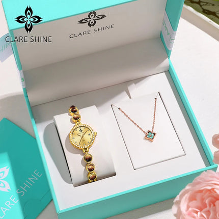 Orologio da donna CLARE SHINE Brand 7708, elegante orologio al quarzo di lusso, impermeabile, con datario, collezione Stellar Eyes. platinumshop