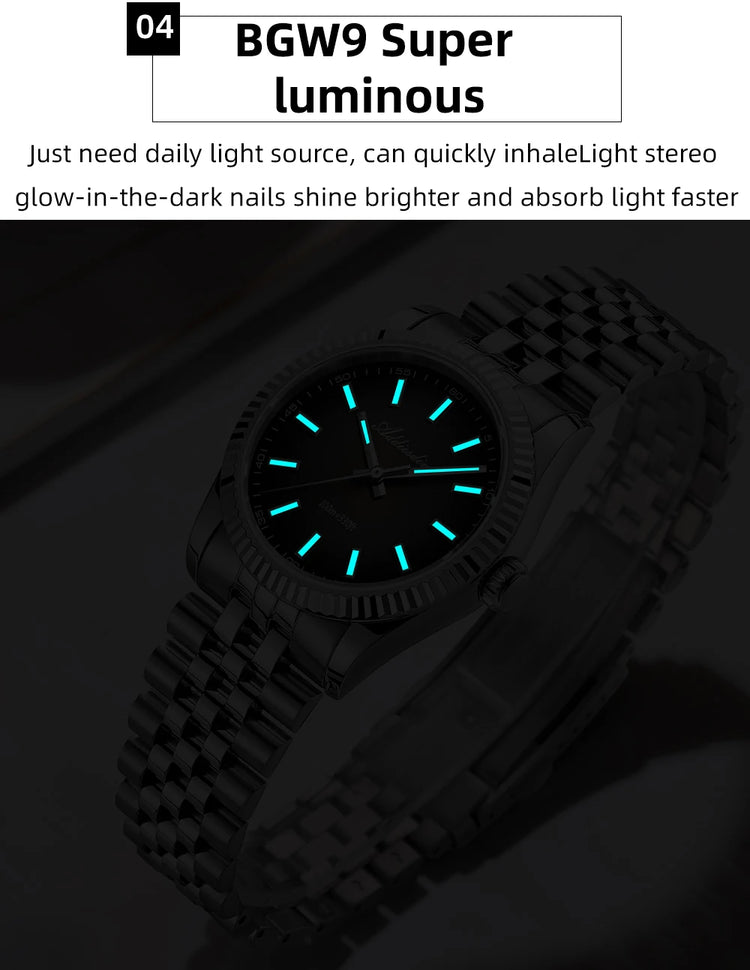 ADDIESDIVE New Watch for Men Sapphire AD2073 Luxury VH31 Quartz Wristwatch 36mm Stainless Steel Waterproof 100m Luminous Watches