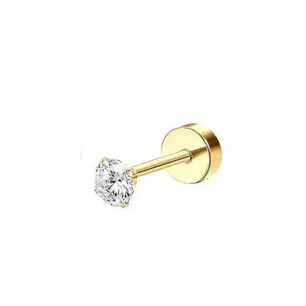 Bobisty 1PC Orecchini con retro piatto per donna Orecchini in acciaio chirurgico ipoallergenico per orecchie sensibili 20G Cartilagine Piccolo cerchio a bottone PlatiNum