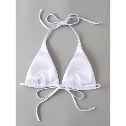 Sexy 13 colori Halter Satin Bikini brasiliano Donna Costumi da bagno Costume da bagno femminile Bikini a due pezzi Bagnante Costume da bagno Swim V4966 platinumshop