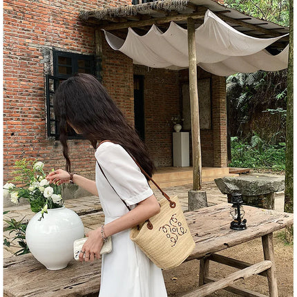 Borsa a tracolla retrò alla moda Borsa da donna Designer di marca di lusso Tote Borsa a tracolla in paglia da donna Borse da spiaggia eleganti da donna
