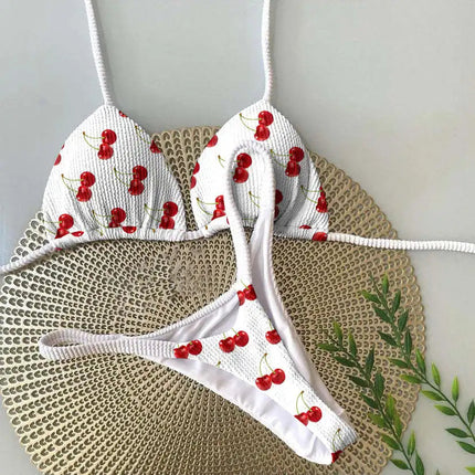 Bikini rugosi con scollo all'americana stampato Mini micro perizoma bikini costume da bagno femminile costumi da bagno donna bikini a due pezzi costume da bagno da bagno platinumshop
