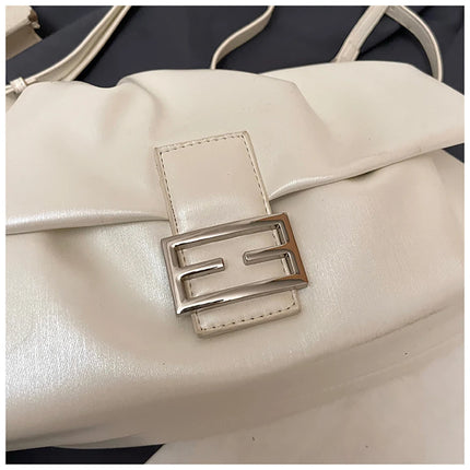 Women's Large Capacity Casual Single Shoulder Bag Soft Leather Cloud Pleated Drawstring Tote Bag Fashion Versatile Underarm Bag