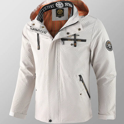 New Men's Trend Fashion Casual Windproof Waterproof Soft Shell Warm Coat Outdoor Sports Jogging Multi-Function Hooded Jacket