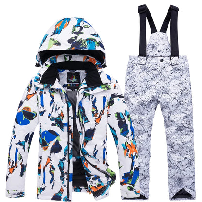 Cheaper, Children's Snow Suit, Snowboard Clothing Sets, Outdoor Wear, Ski Coat and Strap Pant, Kids Costumes, Boy‘s and Girl's