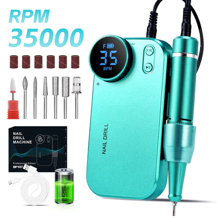Professional Wireless Charging Electric Nail Drill Machine, 4500mAh Battery, Long Lasting Runtime, Remove Gel Nails, Nail Shaping & Polishing, Manicure Pedicure Kit for Home & Salon Use