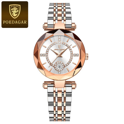 POEDAGAR Orologio da polso originale alla moda per donna Orologio da donna al quarzo con data in acciaio inossidabile impermeabile Orologi da donna casual di lusso platinumshop