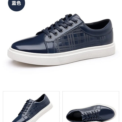 Daily Men's Luxury Brand Shoes Casual Blue Black Sneakers Shoes Man Lace-up Comfortable Leather Flat Shoes