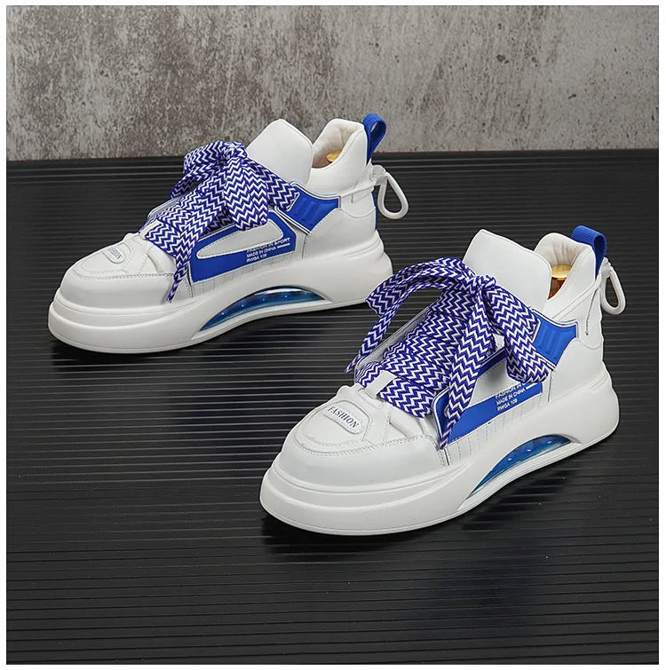 High top White Sneakers Best selling Mens Sneakers With Anti slip Wear resistant Properties Increasing Height by 6 Centimeters