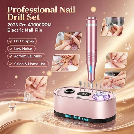 2026 Pro Specialist Electric Nail Refiner 40000RPM LCD Digital Nail Drill Machine Pack For Acrylic Gel Nails Salon Manicure Instrument