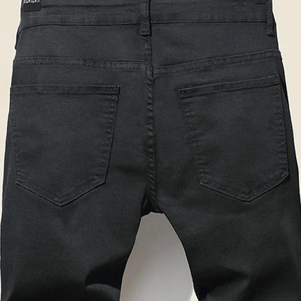 Men's Jeans Cool Ripped Skinny Trousers Stretch Slim Denim Pants Patchwork Hip Hop Black Blue Casual Jogging Jeans for Men PlatiNum