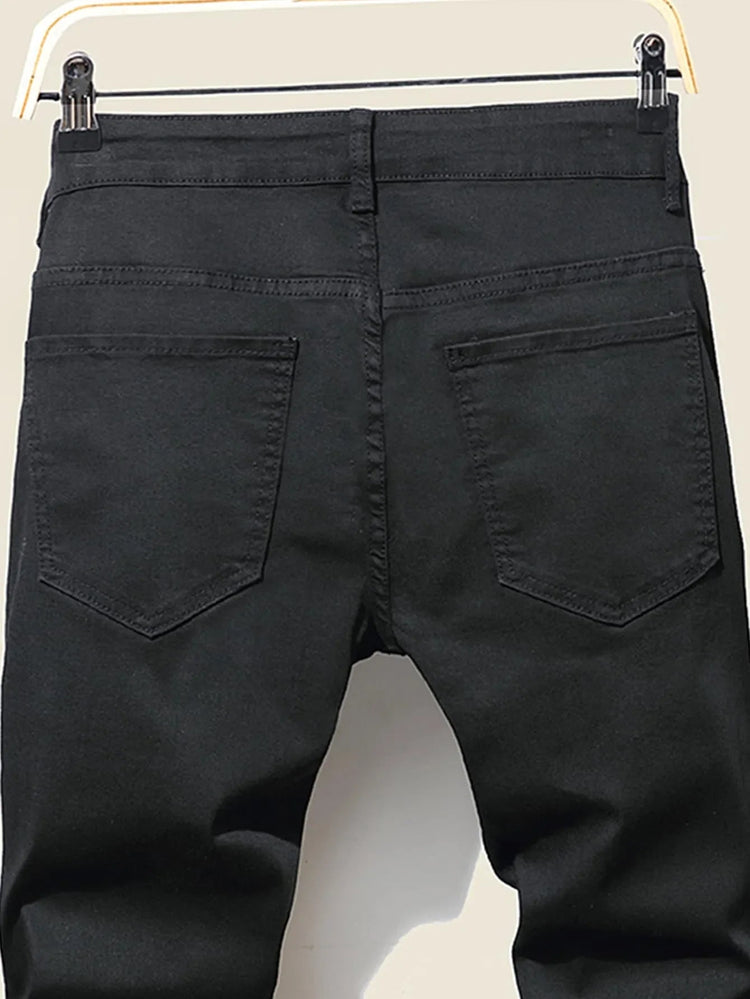 Men's Jeans Cool Ripped Skinny Trousers Stretch Slim Denim Pants Patchwork Hip Hop Black Blue Casual Jogging Jeans for Men PlatiNum