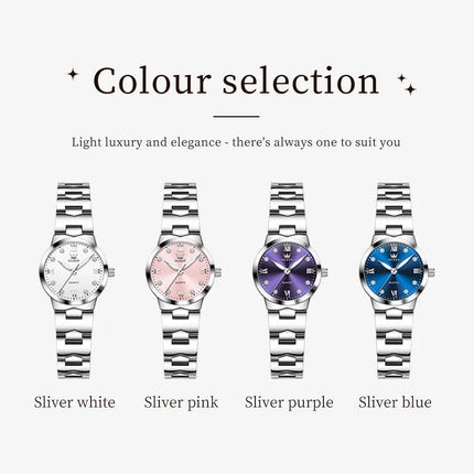 OLEVS Orologio da donna Elegante orologio al quarzo alla moda in acciaio inossidabile impermeabile luminoso da donna con confezione regalo Reloj 3735 platinumshop