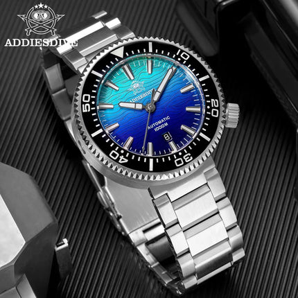 ADDIESDIVE Men Watch 100Bar Diver Fiery Sunset Cloud  8215 Sapphire Glass BGW9 Luminous Reloj Automatic Mechanical Watch AD2526