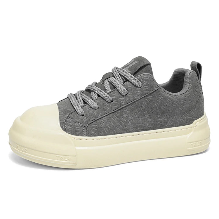 Toe Thick Sole Platform Men Sneakers Lace Up Patchwork Fashion New Trend Casual Trainer Shoes Thick Bottomed All Season