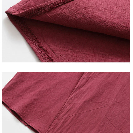 Set da due pezzi da uomo in cotone di lino confortevole (camicie + pantaloni) stile cinese retrò a maniche corte da uomo casual vestito di linguetta pantaloni Kungfu