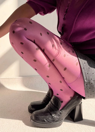 Calze in Seta a Pois Grandi Colorate, Sexy Stampa a Pois, Ultra Sottili, Collant da Donna, Accessori per Gonna JK