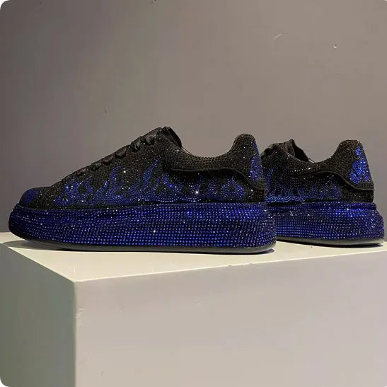 Luxury Designer Men's Rhinestone Thick Bottom Everyday All Match Shoes Causal Flats Loafers Ms Moccasins Sports Walking Sneakers