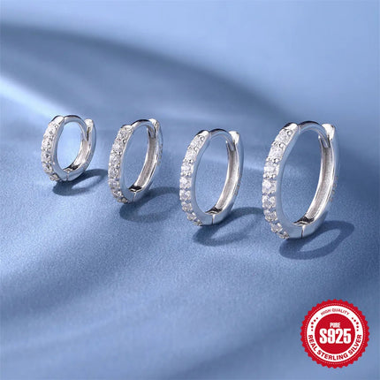 CANNER 1PC 6/7/8/9mm Moissanite 925 Sterling Silver Hoop Earrings Women Round Circle Piercing Earings Personalized Fine Jewelry PlatiNum