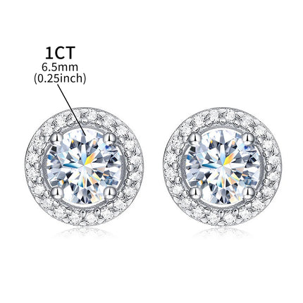 DW Certified Moissanite Diamond Stud Earrings for Women 925 Sterling Silver Round Halo Earrings Luxury Wedding Fine Jewelry PlatiNum