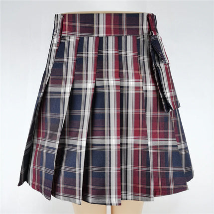 Harajuku Punk gotico nero a vita alta gonne nere donne Sexy Patchwork fasciatura Mini gonna nera Streetwear femminile