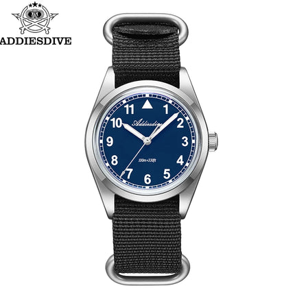 ADDIESDIVE 36mm Men's Analog Watch Bubble Mirror Glass 100m Waterproof Luminous Watch Simple Men Quartz Watches with Nylon Strap