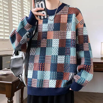 Hippie Grunge Pullovers Male Plus Big Size Thick Knitwear Long Sleeve Designer Casual Streetwear Loose Fit Men's Knit Sweater