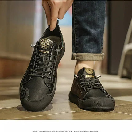 European Station Leather Fashion Men's Sneakers Men Shoes Man Embossed All Fashion Leather Red Casual Shoes for Men Men Shoes