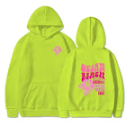 Women Fashion Casual Hoodies Ocean Beach Flower Slogan Front Back Pink Sweatshirts Beach Aesthetic Pullover Hoodie Trip Tops