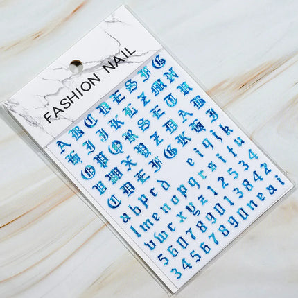1PC 26-English Alphabet Number 3D Self-adhesive Nail Art Decal Sticker Word Small Letter Nail Decals Sticker Manicure Decoration