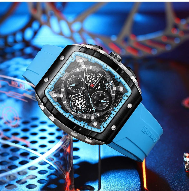 CURREN Orologio da uomo alla moda, marchio unico, design quadrato, lusso, nastro sportivo al quarzo, orologi da uomo impermeabili platinumshop