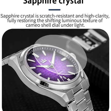 AddiesKin K014 Men's Automatic Mechanical Watch ST2130 Movement Cameo Shell Dial Sapphire Crystal 40mm 200M Water Resistant 316L