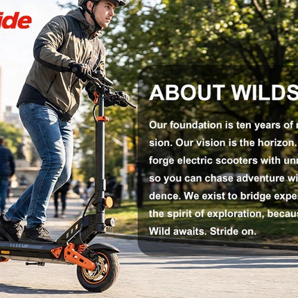 Monopattino Elettrico Wildstride 350W/500W con Motore Potente, Autonomia 30&45km, Batteria 15ah, Pneumatici da 10 Pollici, Velocità 35km/h, Pieghevole, App Intelligente, per Adulti, Modello E5max