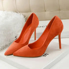 Donne 9 cm Tacchi alti Festa quotidiana Décolleté in pelle scamosciata colorata Scarpins femminili Stiletto Banchetto serale Rosso Giallo Scarpe Plus Size 34-43