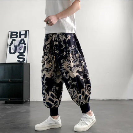 Pantaloni Estivi da Uomo 2026 in Cotone Leggero Sottile Comodi da Spiaggia, Pantaloni Larghi Casual Hip Hop Stampati, Pantaloni Jogger Oversize alla Moda