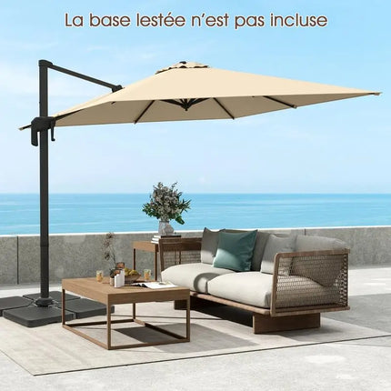 Ombrellone a braccio laterale da patio da 294 cm, quadrato, con rotazione - Beige