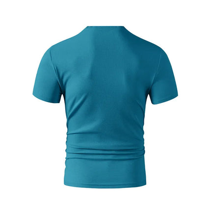 2025 New Men's Casual Fashion Simple V-neck Short Sleeved T-shirt Summer Comfortable Breathable Versatile Top PlatiNum