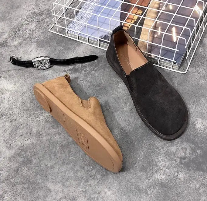 women Shoes British Luxury Designer Cow Leather Shoes Vintage Flats Breathable Autumn Loafers Suede Sneakers