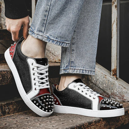 2025 New Men's Casual Shoes Comfortable Soft Punk Style Board Shoes Fashion Nail Anti Slip Wear Resistant Personalized Sneakers