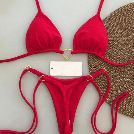 Nuovo bikini bianco a tinta unita da donna, costume da bagno alla moda con lacci a vita bassa, set due pezzi platinumshop