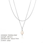 eManco Minimalist Freshwater Pearl Necklace Women Girls 14K Gold Plated Stainless Steel Double Layer Necklace Wedding Jewelry PlatiNum